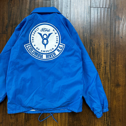 Ford V8 VTG 90s Hartwell Satin Coaches Jacket Lined Windbreaker Size Small Blue
