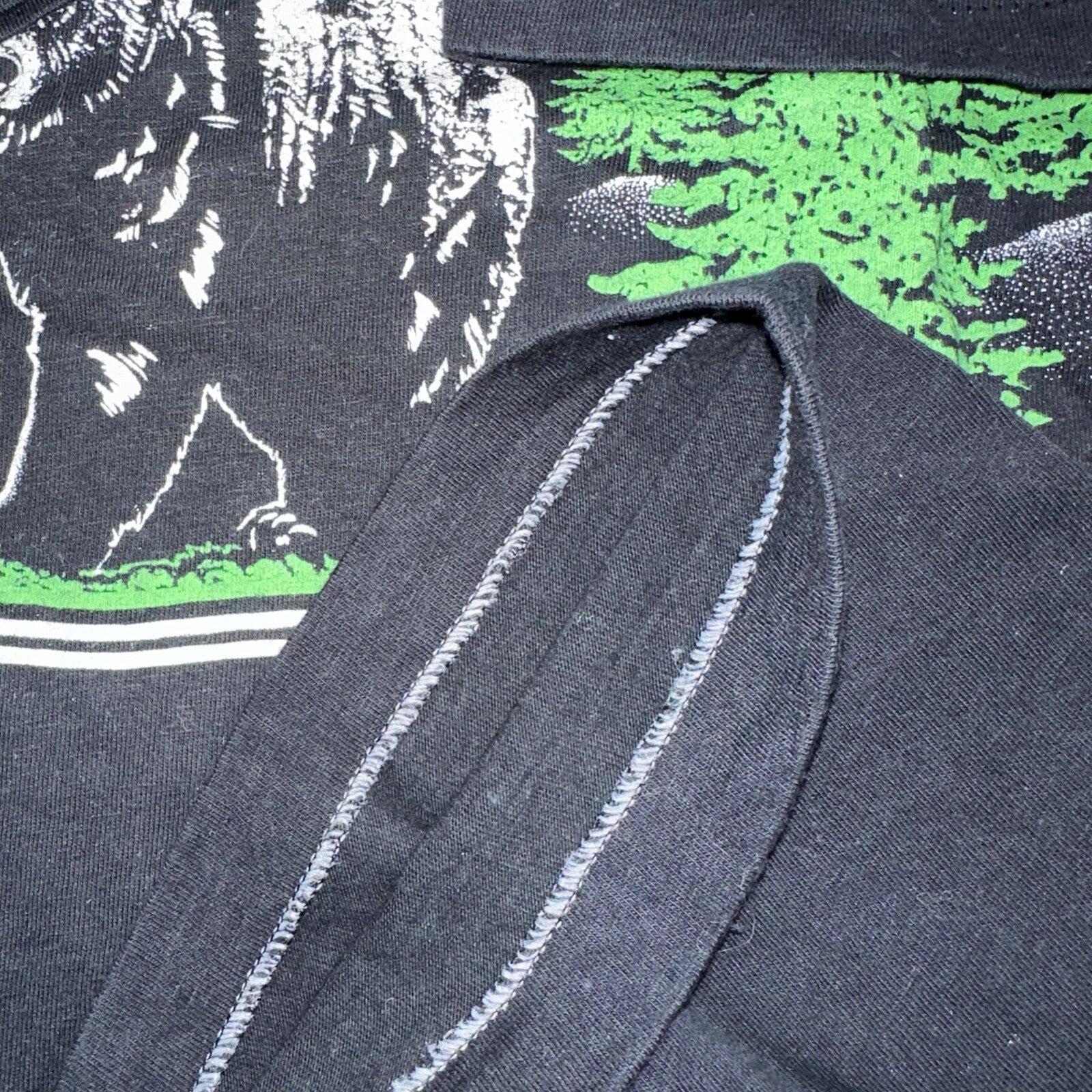 Bear Mountain Montana VTG T Shirt Double Sided 80s Black Art Moon Nature Animal