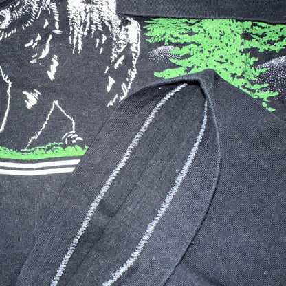 Bear Mountain Montana VTG T Shirt Double Sided 80s Black Art Moon Nature Animal