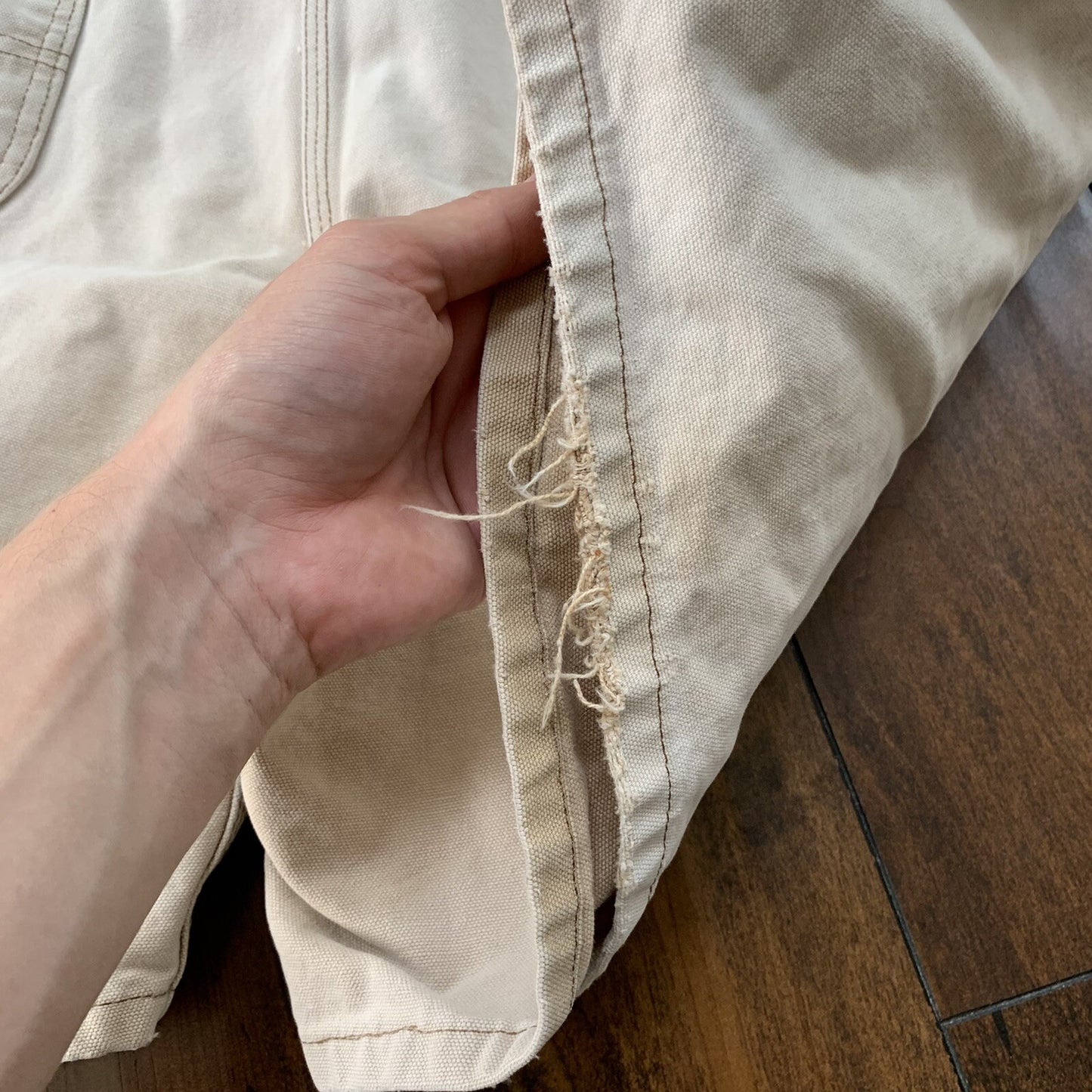 Vintage USA Made Carhartt Men's Thrashed Canvas Carpenter Shorts 90s Double Knee