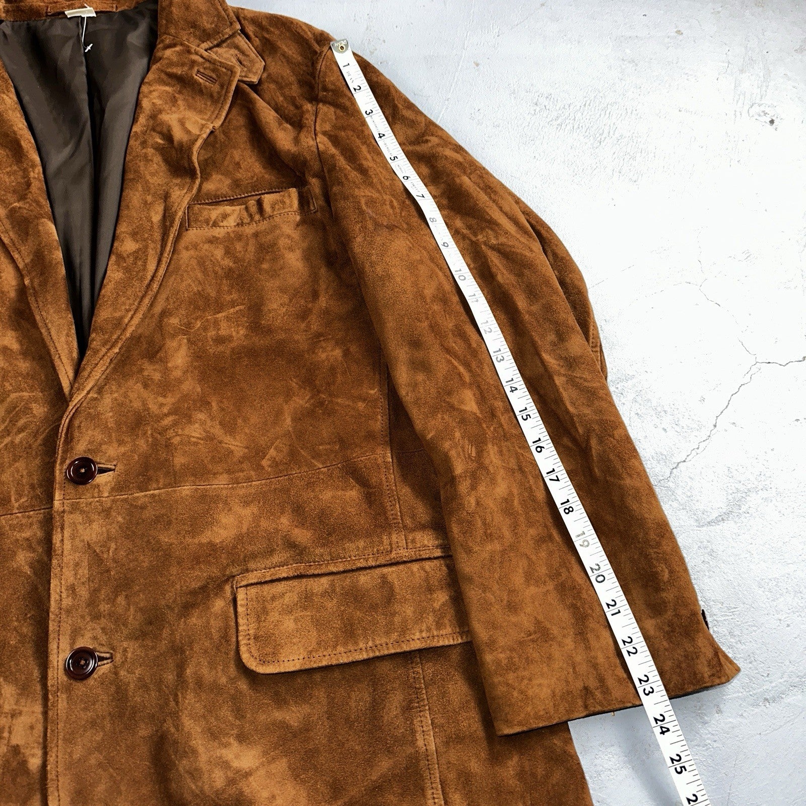 Orvis Mens 44 Suede leather blazer sport coat Lined jacket Brown Pockets