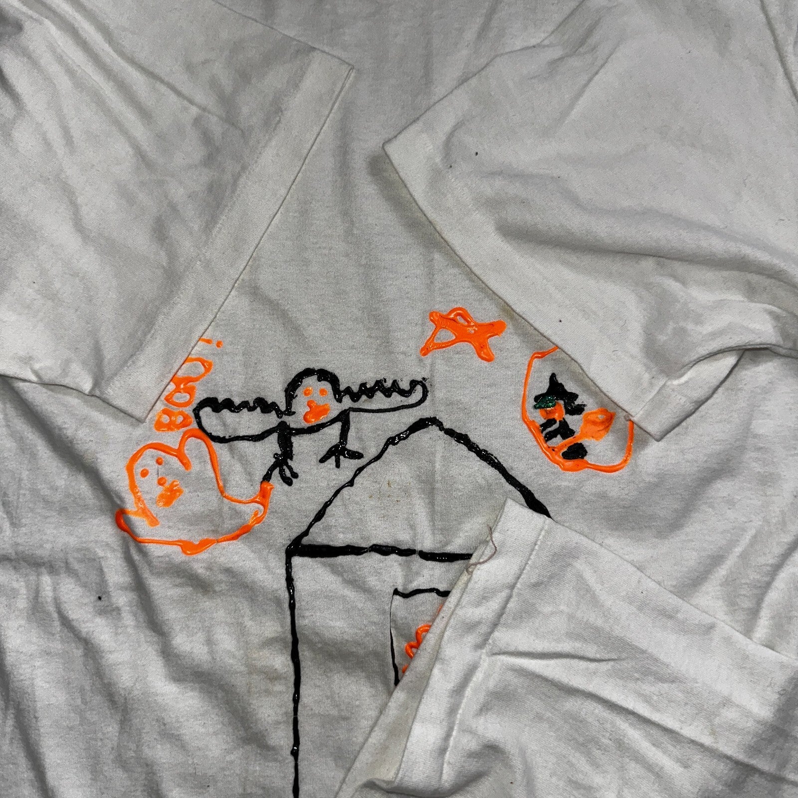 Hanes 90s House Cute Hand Drawn VTG T Shirt Boo Scary Halloween Art Artistic