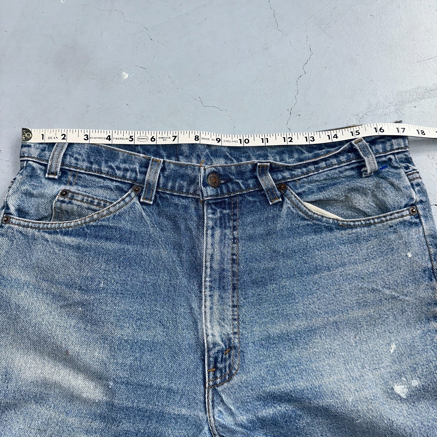 Levis 517 Vintage 80s USA Orange Tab Bootcut Flare Blue Worn Jeans Act 34x30