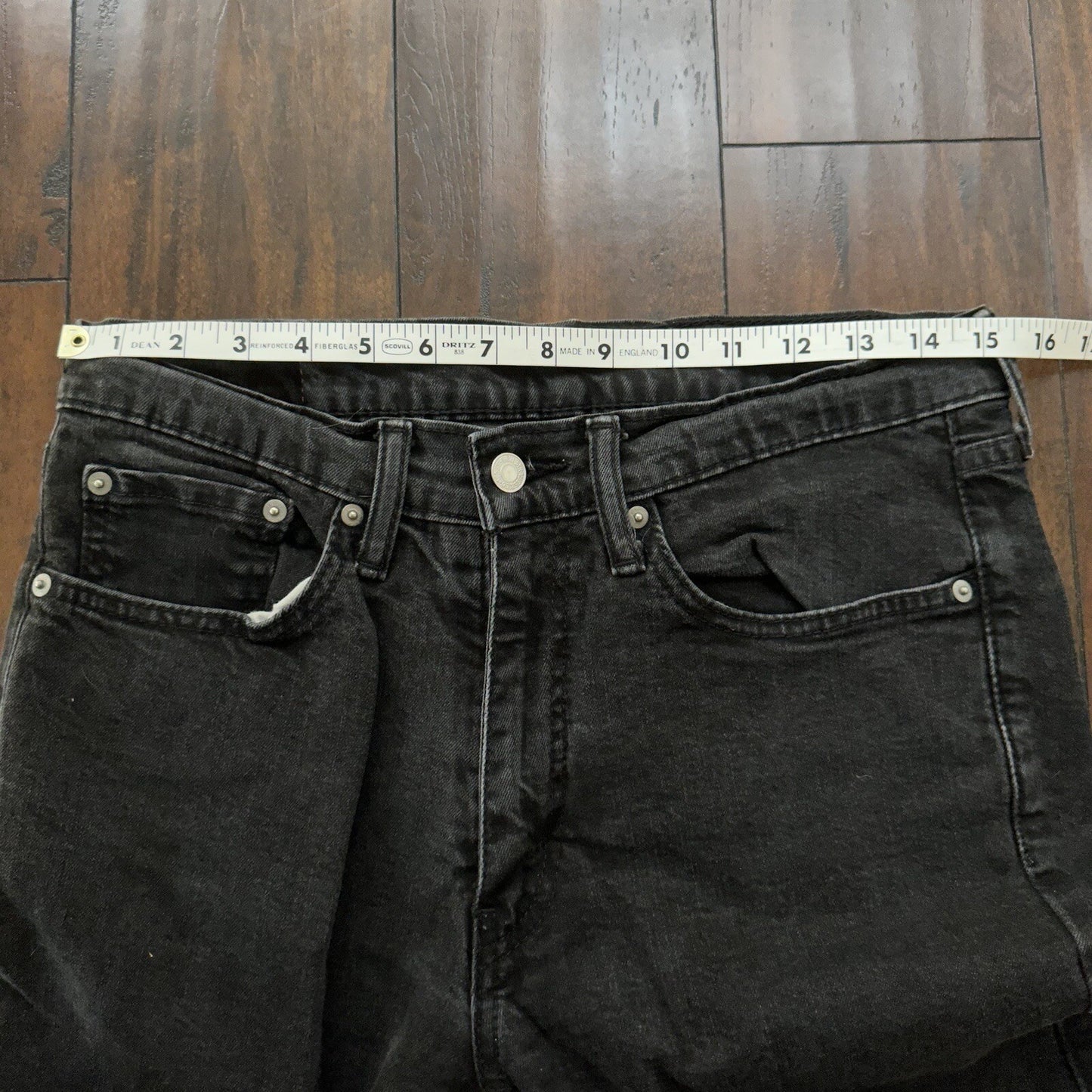 Levis 514 Straight Leg Jeans Men's 33x32 Mid Rise Slim Denim Black 30x29 Vtg