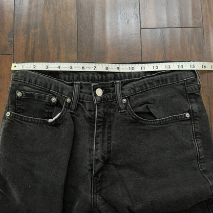 Levis 514 Straight Leg Jeans Men's 33x32 Mid Rise Slim Denim Black 30x29 Vtg