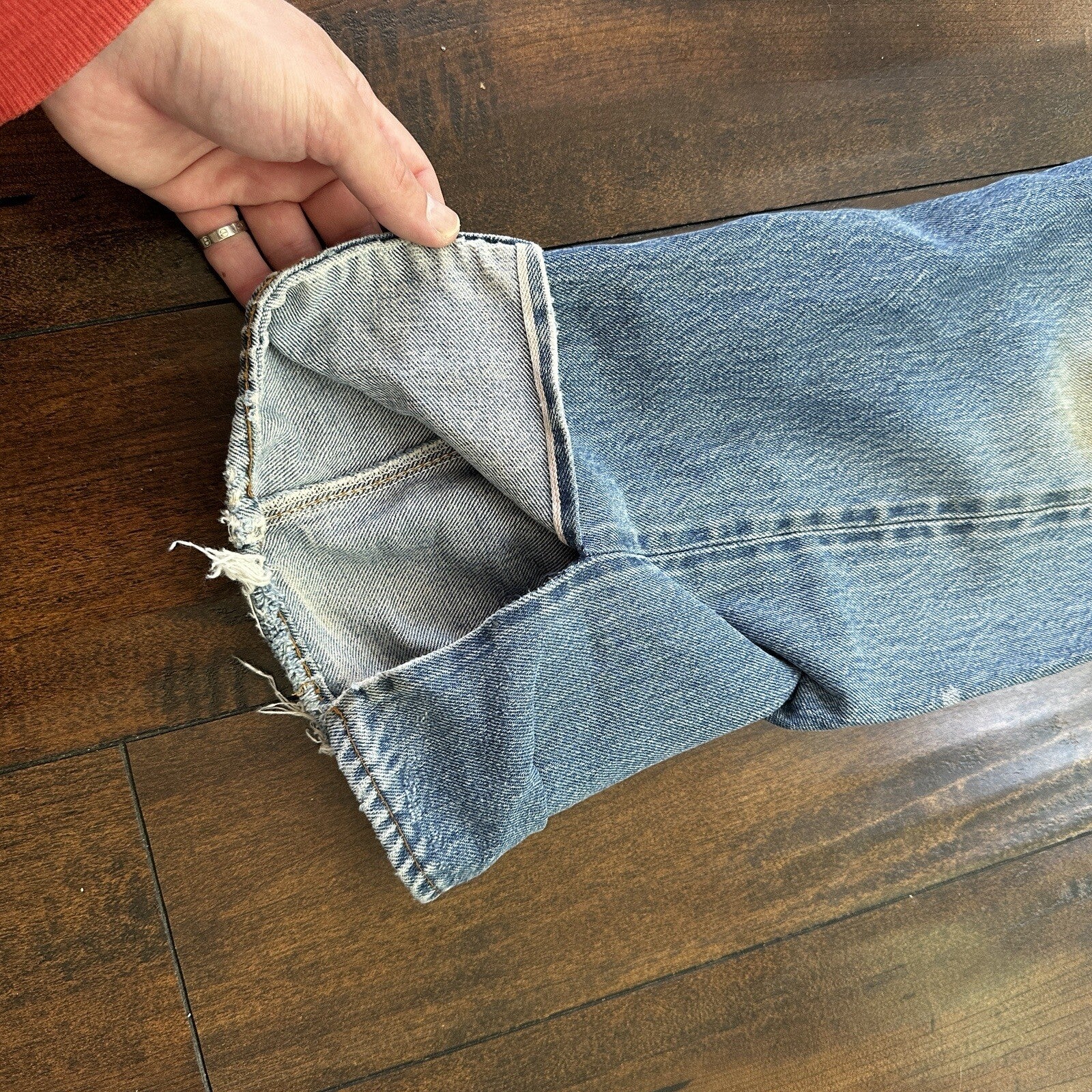 Levis Vintage 80s Redline Selvedge USA 501 XX Jeans Light Wash 33x36 Act 30x34