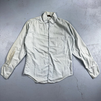 Vintage 70s DaVinci California Mod Long Sleeve Button Shirt Blue Thrashed