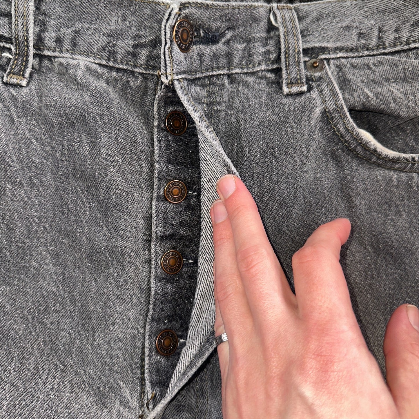 Levis 501 Vintage 90s USA XX Straight Leg Jeans Gray Light Wash 38x30 Act 36x29