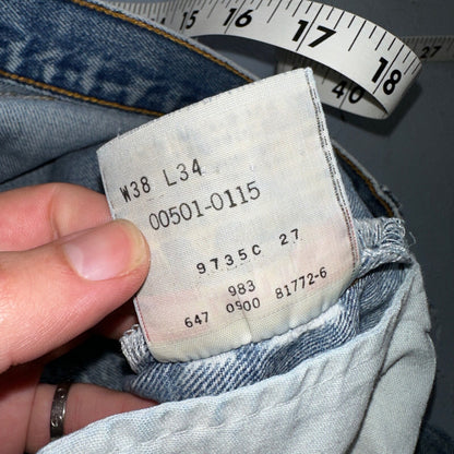 Levis 501 Vintage 90s XX Straight Leg Mexico Jeans 38x34 Light Wash Act 35x31