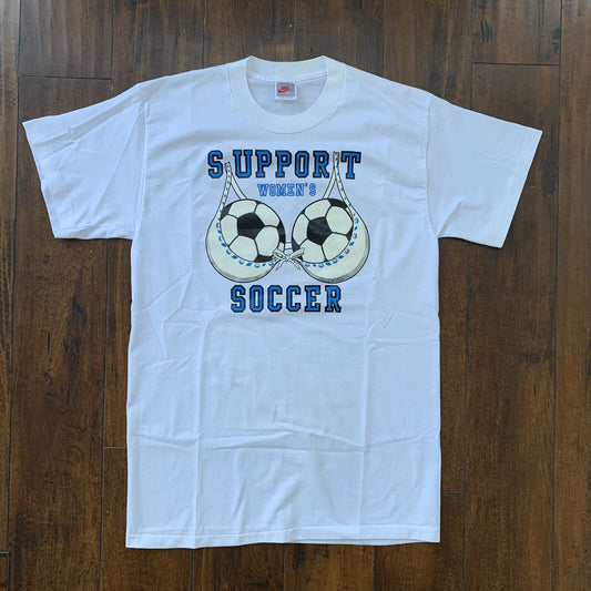 Nike Vintage T Shirt L Support Womens Soccer Sports Funny Humor Rap 90s Futbal