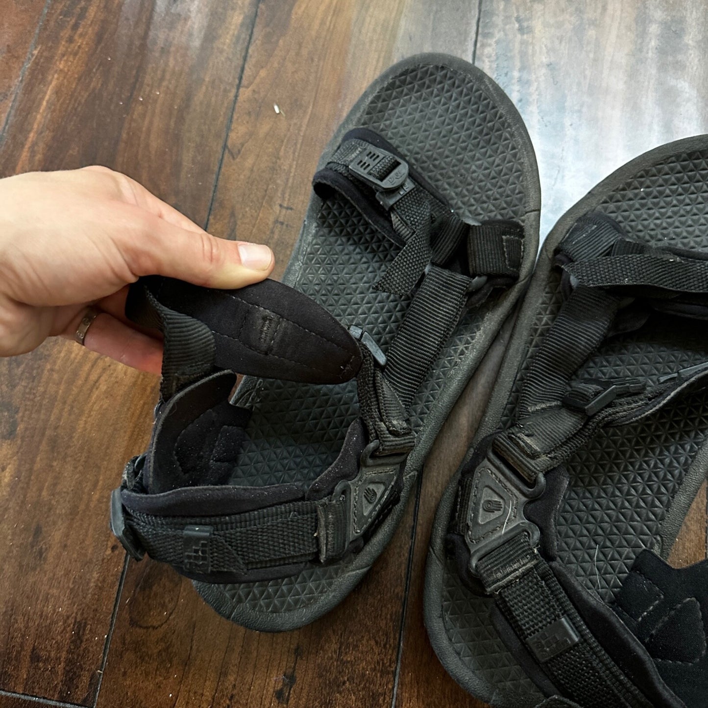 Teva Black Textile Synthetic Spider Rubber Sport Strap Sandals Men’s Sz 14