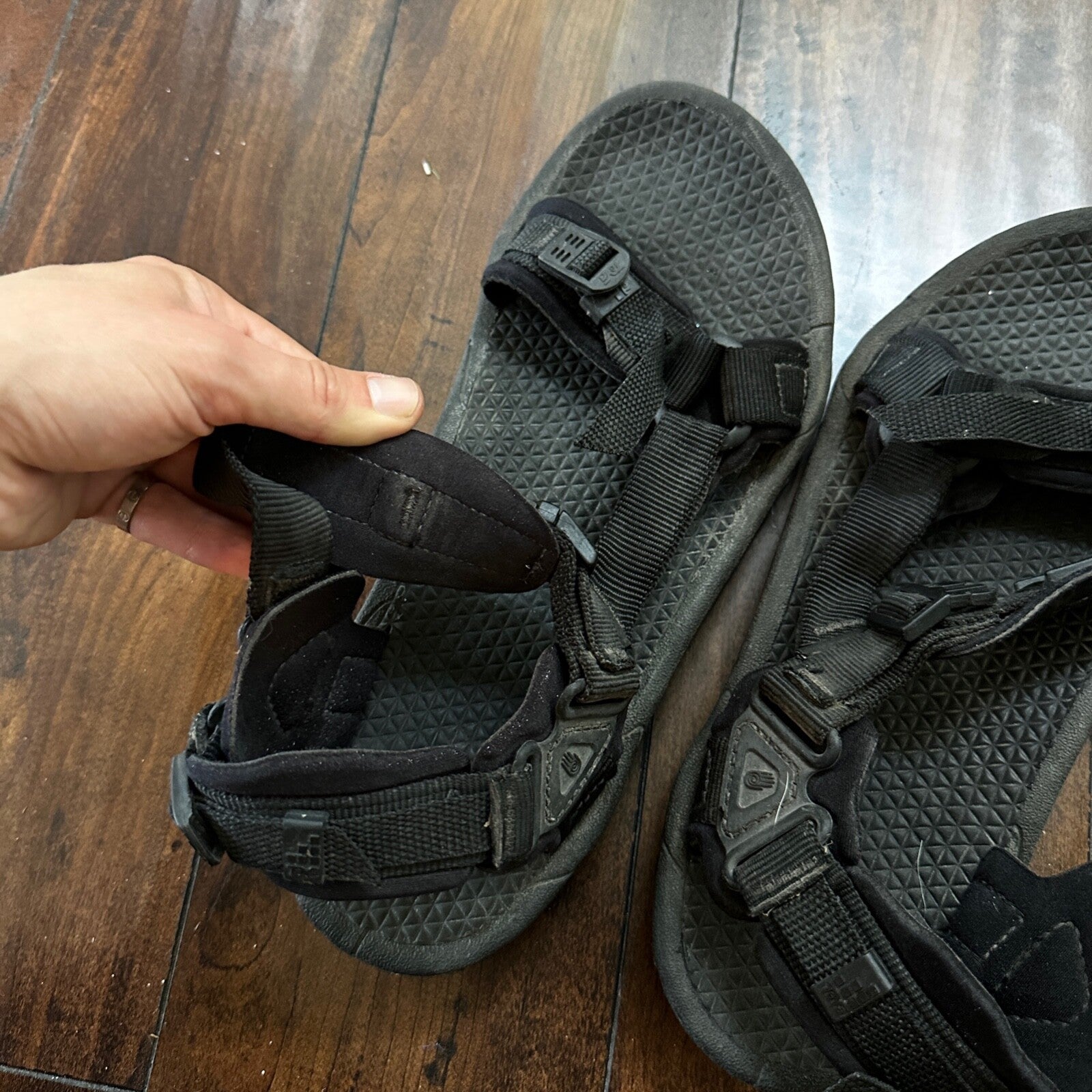 Teva Black Textile Synthetic Spider Rubber Sport Strap Sandals Men’s Sz 14