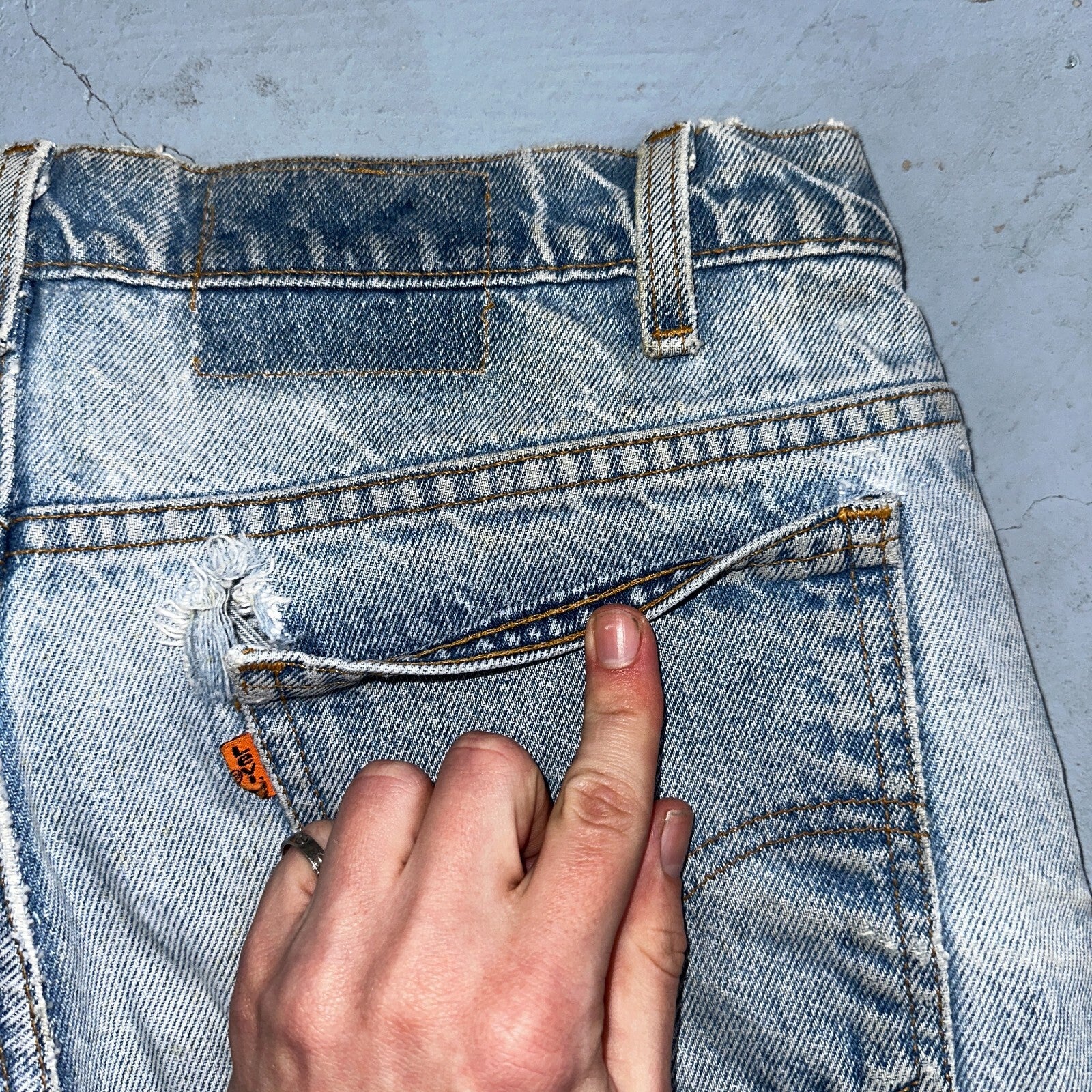 Levis 517 Vintage 80s USA Orange Tab Bootcut Flare Blue Worn Jeans Act 32x29