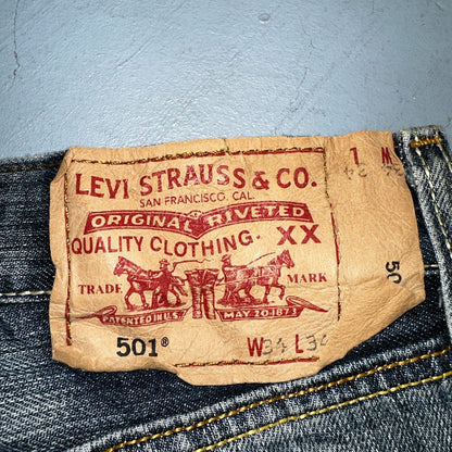 Levis 501 Vintage Y2K XX Straight Leg Jeans Blue Med Wash 34x34 Act 34x32