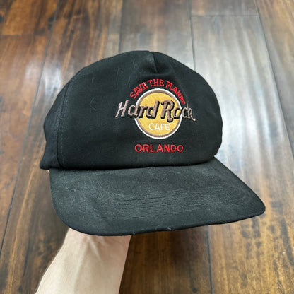 Orlando Hard Rock Cafe Vintage Hat Cap Snapback USA Black 90s Save Planet