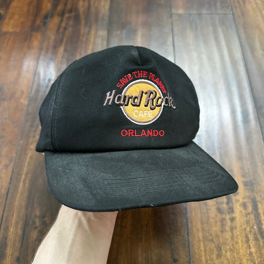 Orlando Hard Rock Cafe Vintage Hat Cap Snapback USA Black 90s Save Planet