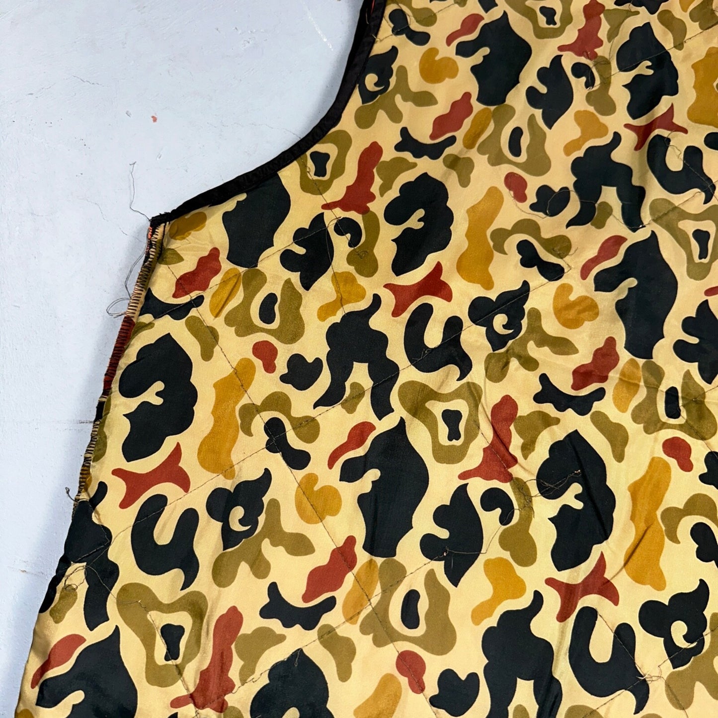 Vintage Duck Camo Vest Adult Large Camouflage Puffer Reversible Hunting Fishing