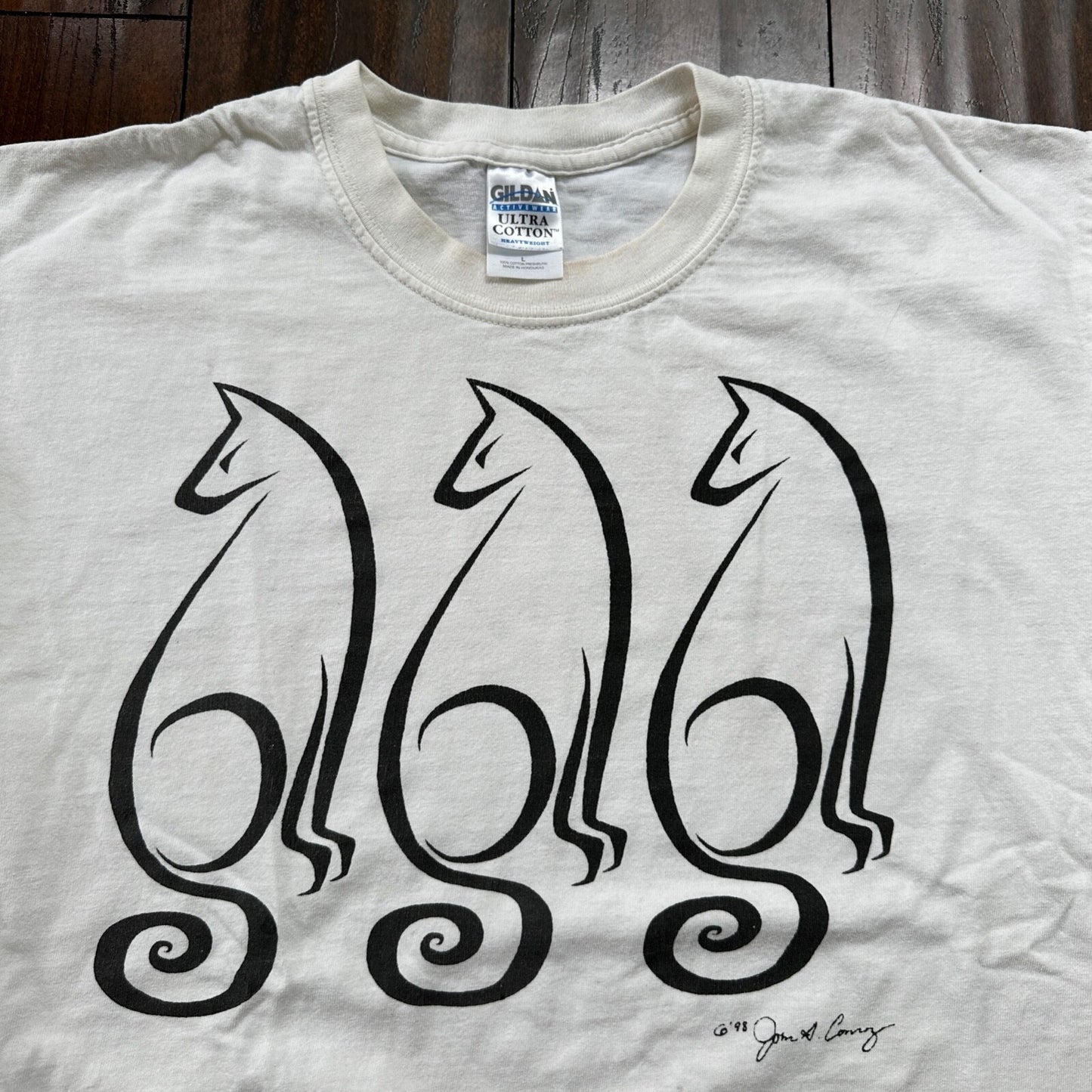 Cats 1998 Lover Animals Cute Abstract VTG T Shirt John A Conroy Nature Fun