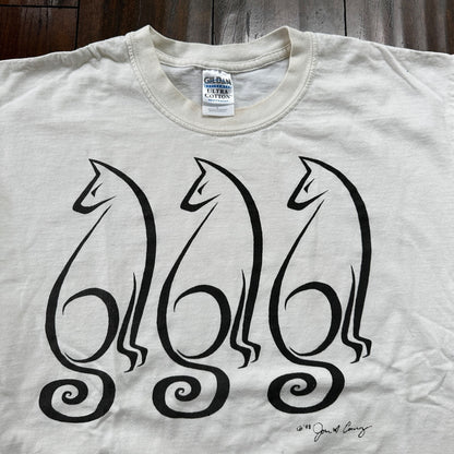 Cats 1998 Lover Animals Cute Abstract VTG T Shirt John A Conroy Nature Fun