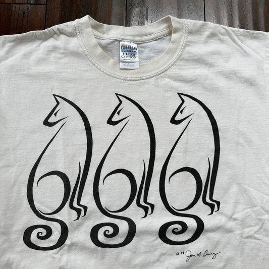 Cats 1998 Lover Animals Cute Abstract VTG T Shirt John A Conroy Nature Fun