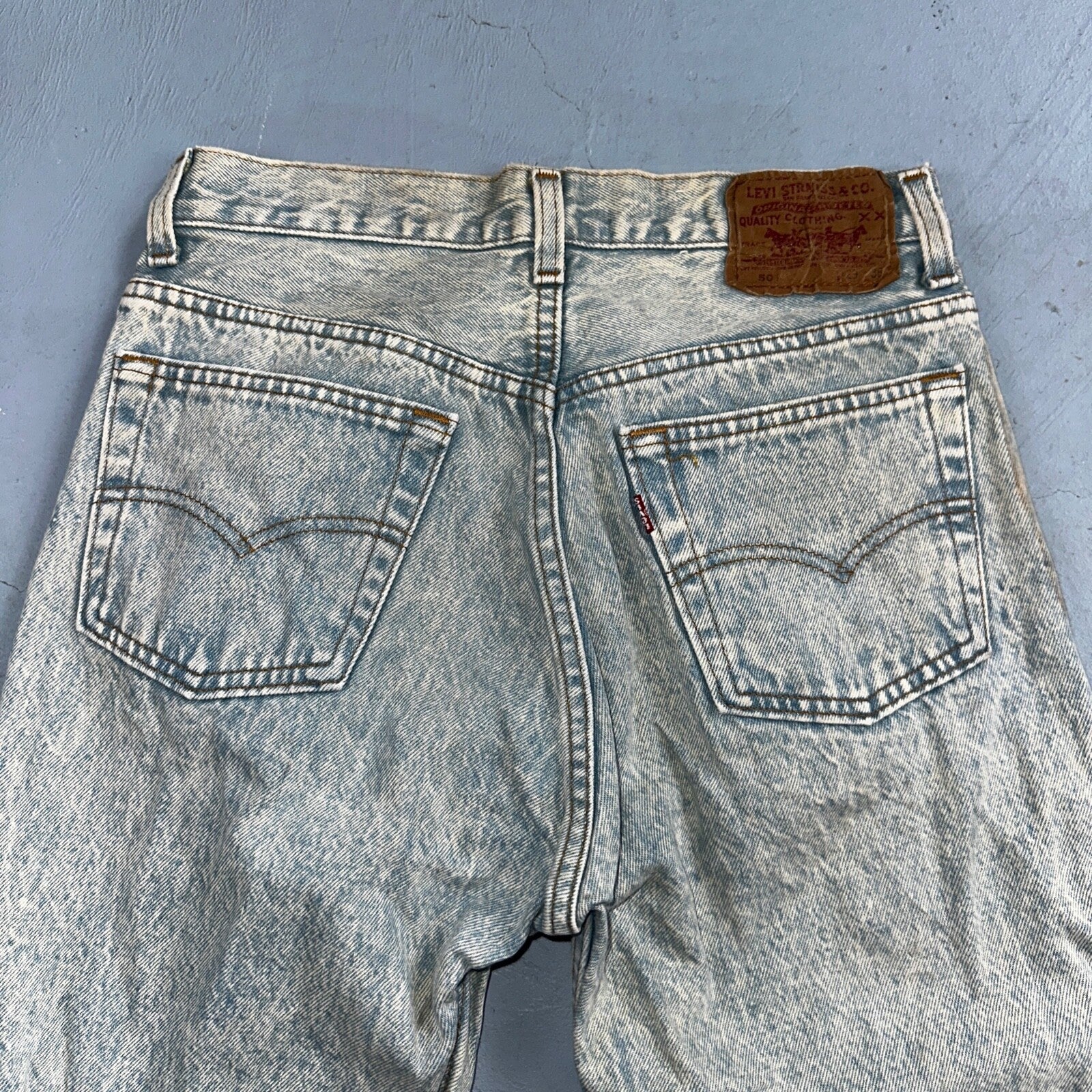 Levis 501 Vintage 90s USA XX Straight Leg Jeans Blue Light Wash 30x34 Act 27x34