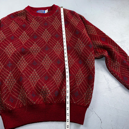 Pendleton VTG 100% Wool Sweater Mens L Argyle Red Oregon USA  Preppy Christmas