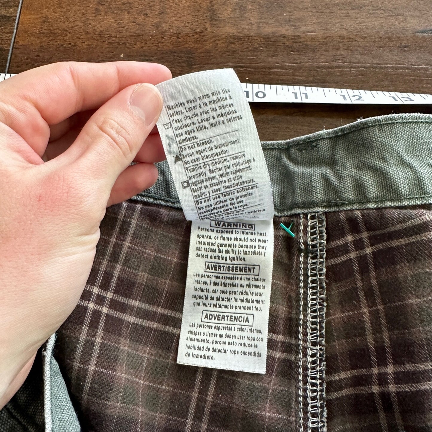 Carhartt Pants Men's 42X30 Flannel Lined Washed Duck VTG Fit B111-MOS Green