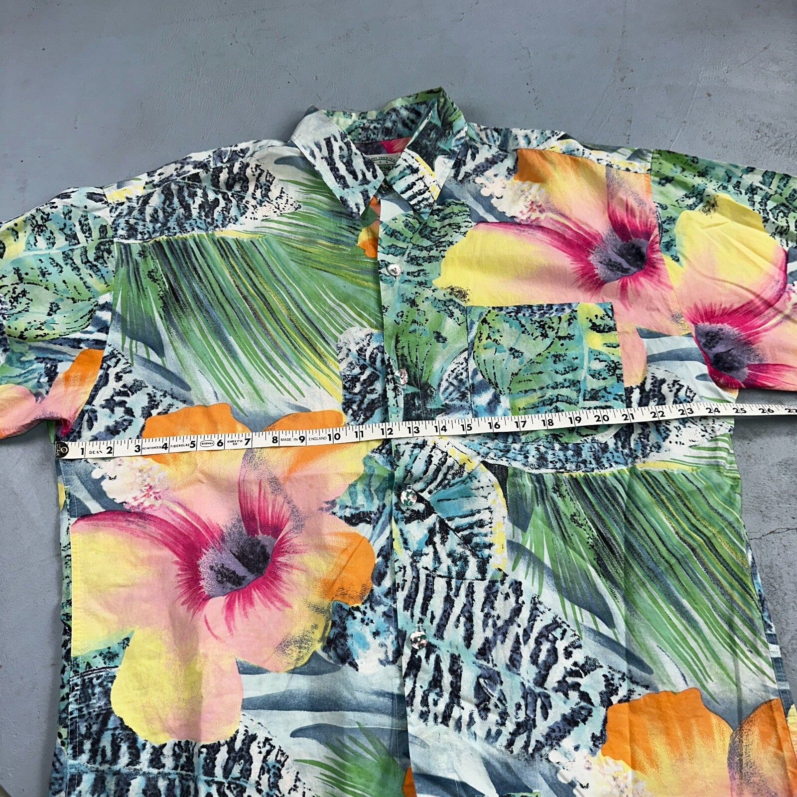 Vintage Jams World Tropicana Floral Men's Hawaiian Button Large Shirt USA Made