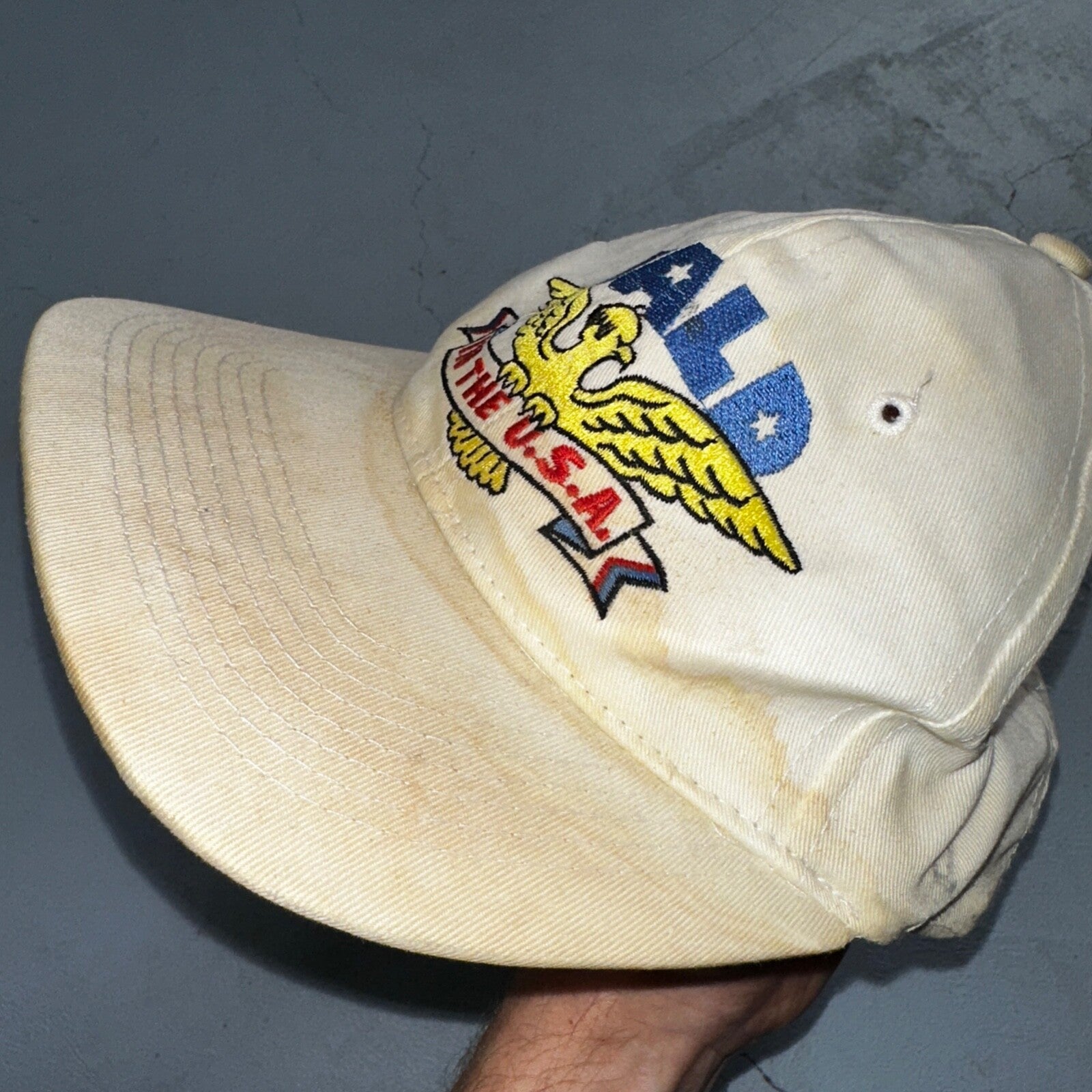 Bald In The USA VTG Hat Cap Snapback Dad Bald Eagle American Flag USA Shoebox