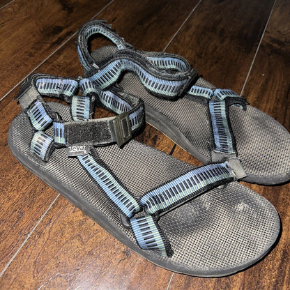 Vintage Teva Hurricane Sandals Mens Size 12 Black Blue Hiking Adjustable USA