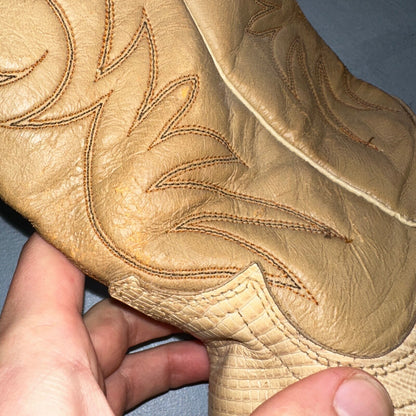 Acme Womens Vintage Brown Leather Western Stacked Heel Cowboy Boots Size 8C