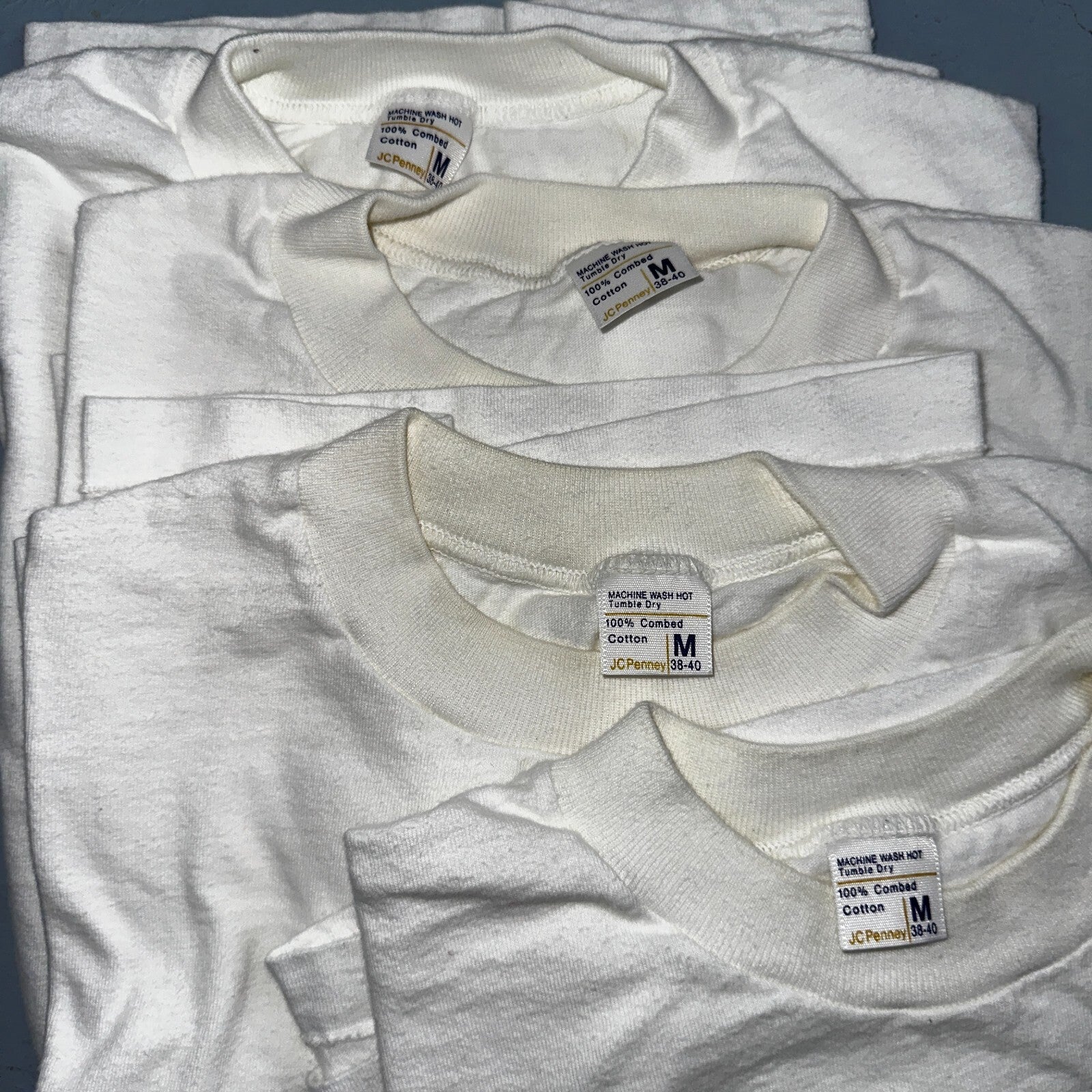 JC Penny Blank Vintage White T Shirt Pack 70s Essential Lot Of 4 Single Stitch