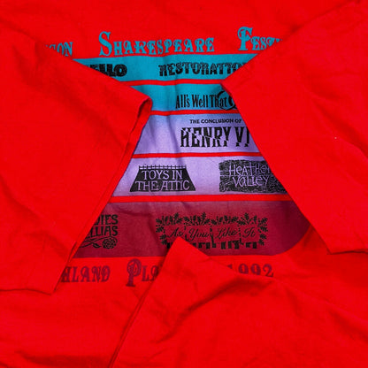 Hanes XL Shakespeare Hamlet VTG T Shirt 90s Oregon Plays Single Stitch Festival