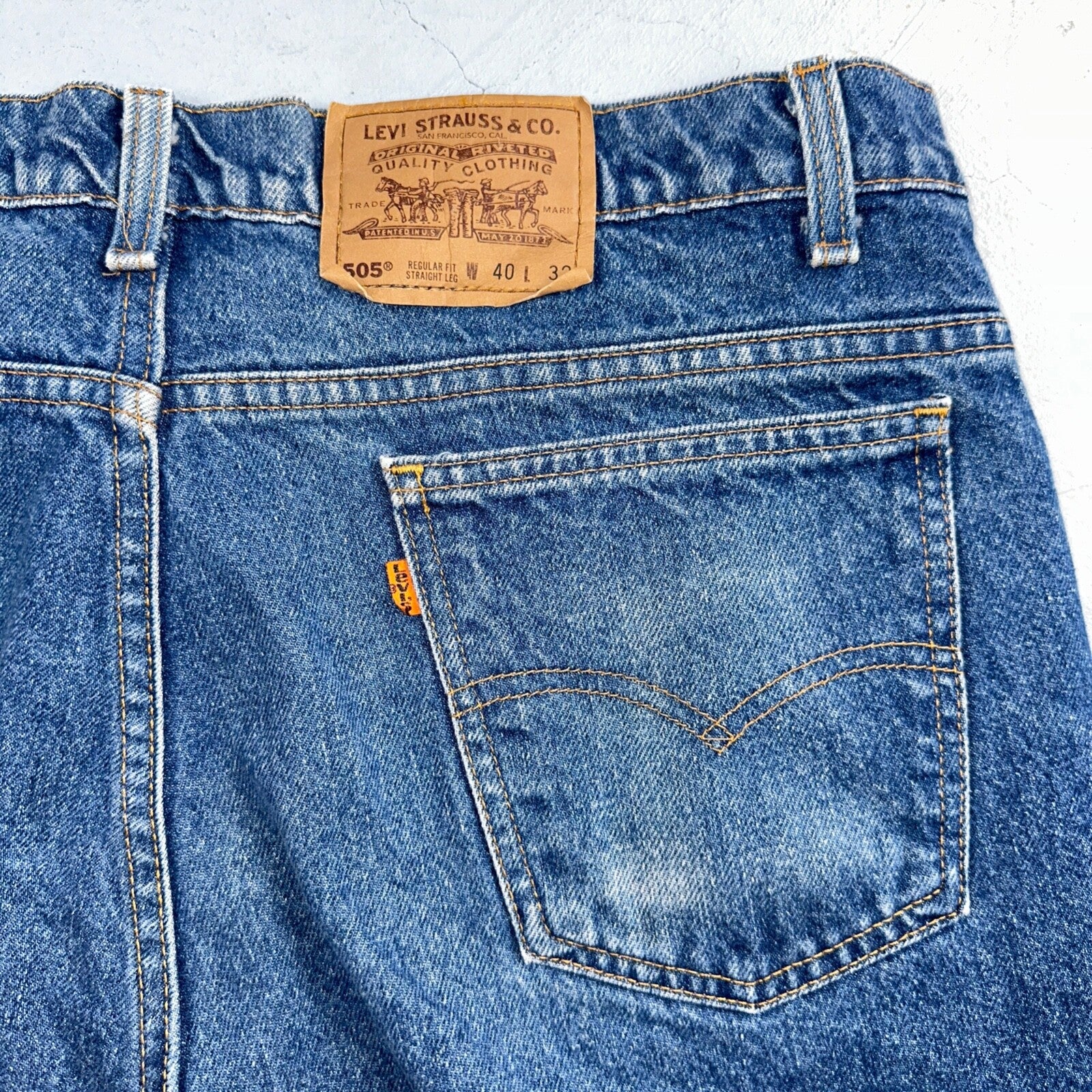 Levis 505 Vintage 90s USA Orange Tab Jeans 40x32 Blue Med Wash 501 Act 38x31