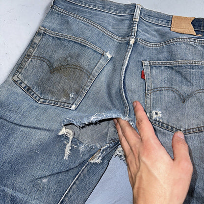 Levis 501 VTG 70s SS Redline Selvedge Jeans XX Blue Med Wash Patched Act 31x28