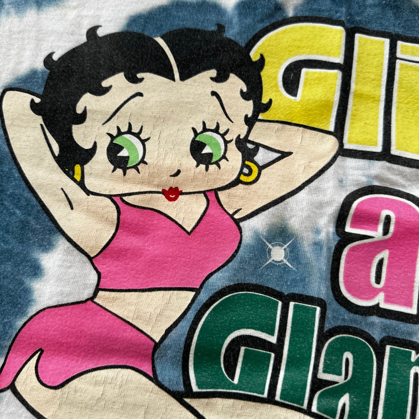 Betty Boop Hot Girl Vintage T Shirt Gillter Glamour Y2K Tie Dye 2002