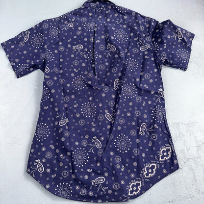 Ralph Lauren Custom Fit Paisley Navy Blue Geometric Pattern M Sleeve Button Up