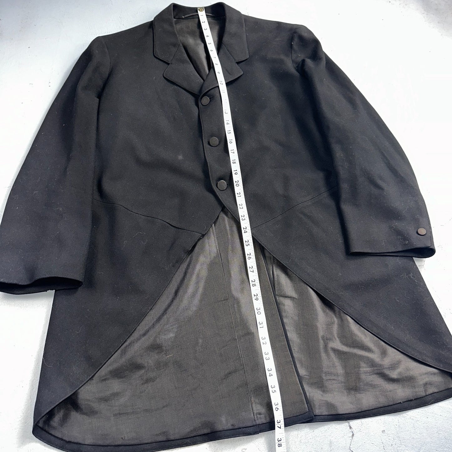 Antique 3 Pc Edwardian Morning Suit Black Wool Frock Coat Vest Pants 1890s 1900s