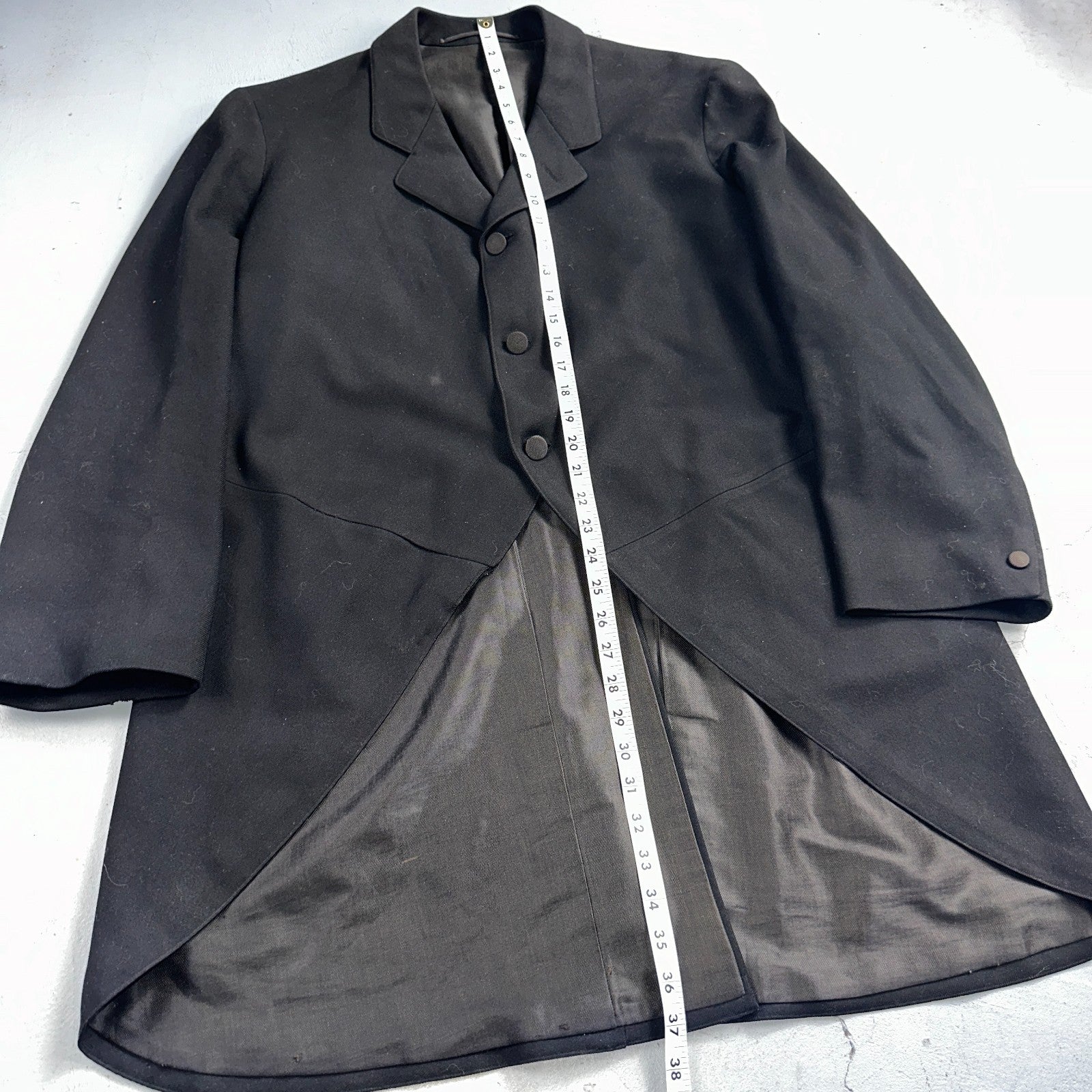 Antique 3 Pc Edwardian Morning Suit Black Wool Frock Coat Vest Pants 1890s 1900s