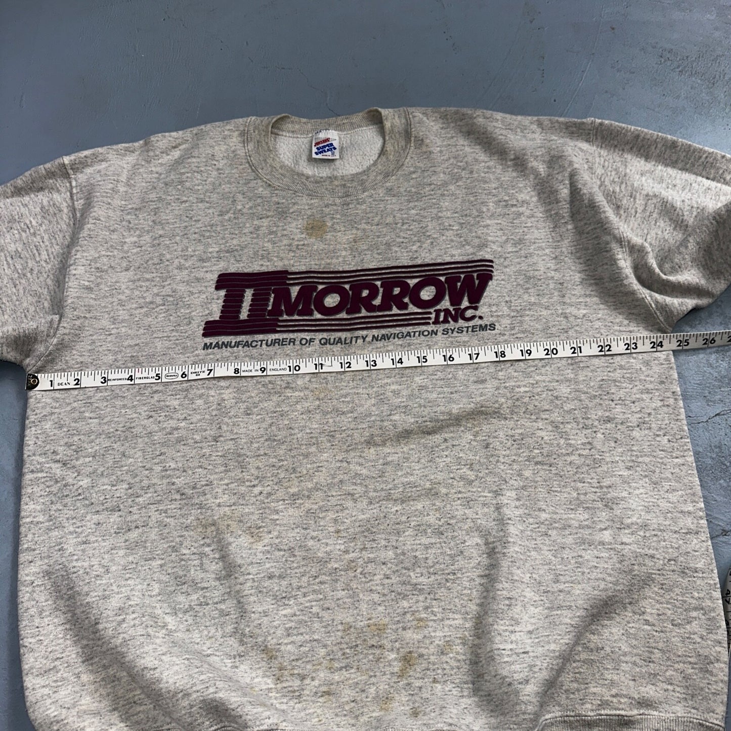 Tomorrow II Morrow Sweatshirt 90s VTG Crewneck USA Gray Construction 2XL Jerzees