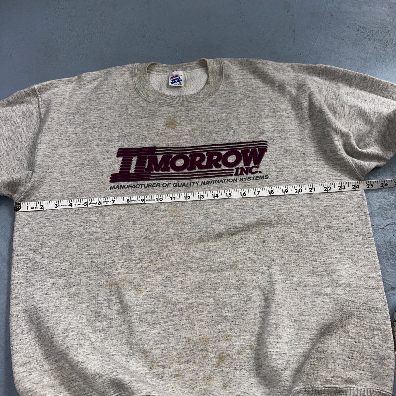 Tomorrow II Morrow Sweatshirt 90s VTG Crewneck USA Gray Construction 2XL Jerzees
