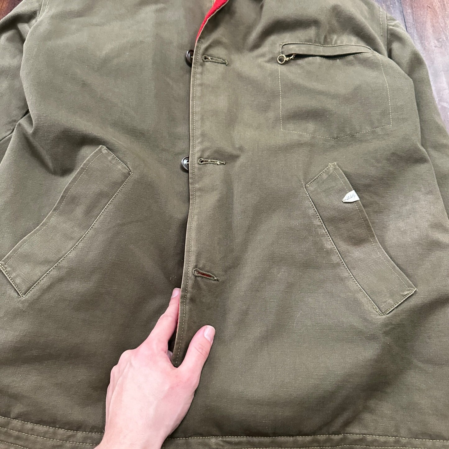 VTG 40s 50s Wool Western Coat Jacket Rockabilly Red Military Green WWII RARE