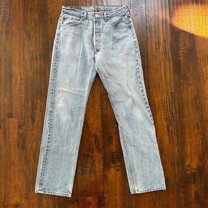 VTG 90s Levis 501 Button Fly 34x36 USA Tag Jeans Straight Wash Blue XX Act 30x32