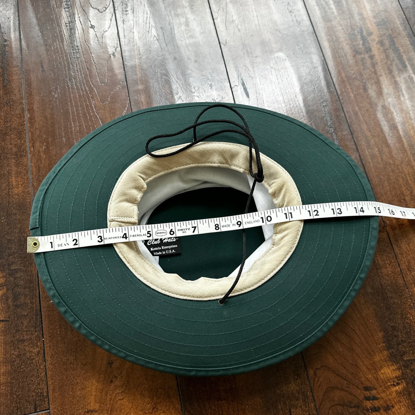 Vintage Summer Club Wide Brim Hat Australia Chin Strap Beach Sun Boho Green Hike