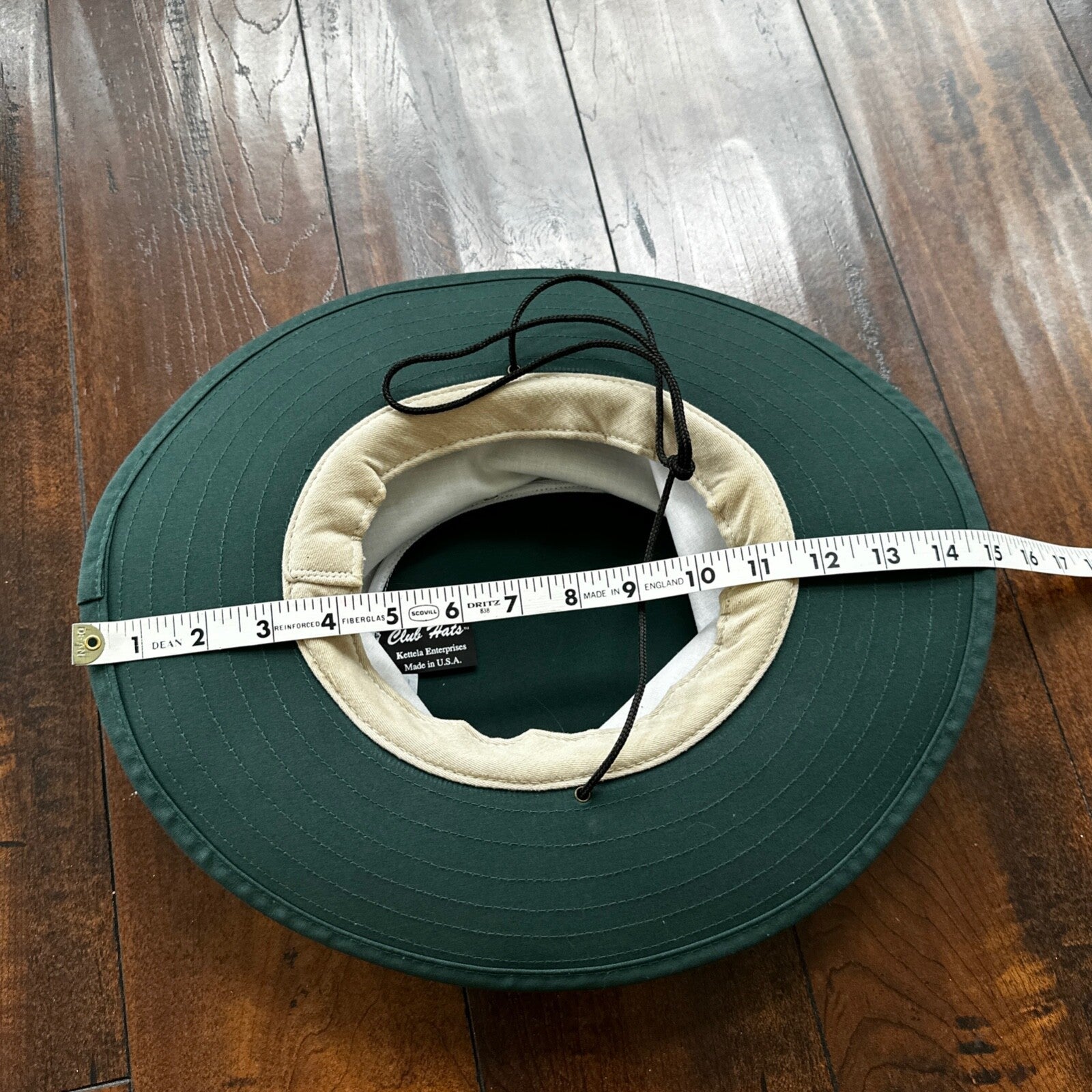 Vintage Summer Club Wide Brim Hat Australia Chin Strap Beach Sun Boho Green Hike