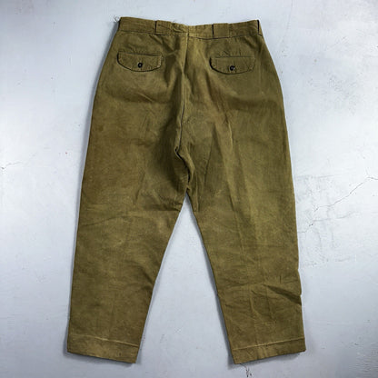 Vintage 50s 60s Duck Canvas Hunting Pants Zip Size 33x26 Rockabilly Double Knee