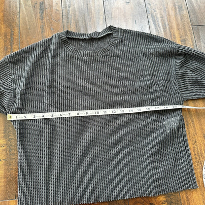 Zara Knit Chainmill Womens Sweater Shirt Size L Black/Grey Cute Top Crop