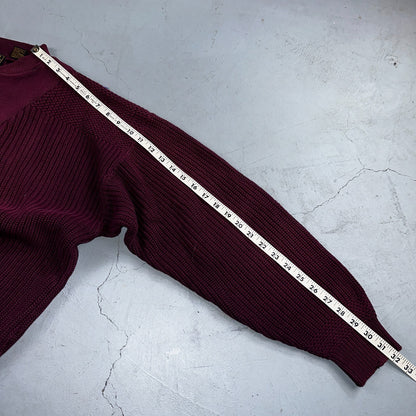 Eddie Bauer VTG 80s Sweater Mens Large Maroon Knit Henley Pullover Outdoor