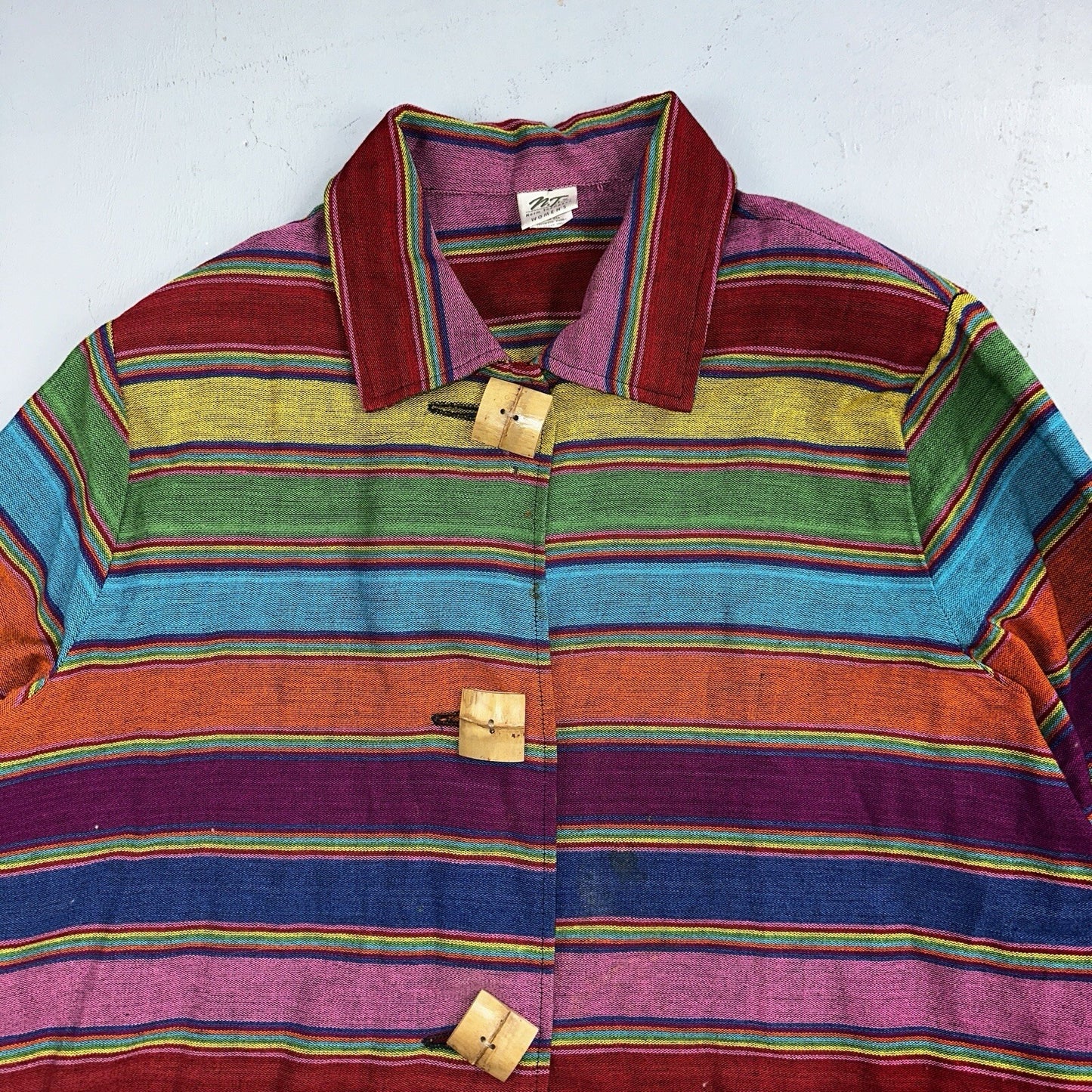 Norm Thompson VTG 80s Rainbow Striped Oversized Button Down Blazer/Jacket XL
