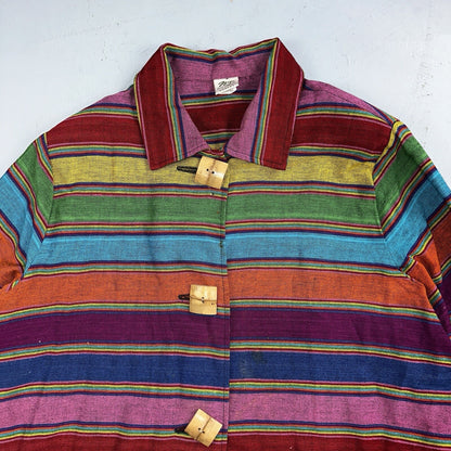 Norm Thompson VTG 80s Rainbow Striped Oversized Button Down Blazer/Jacket XL